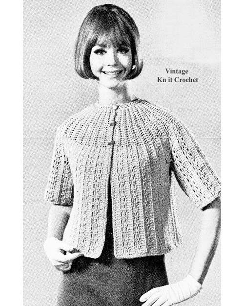 Crochet 3-skein cardigan pattern W-927