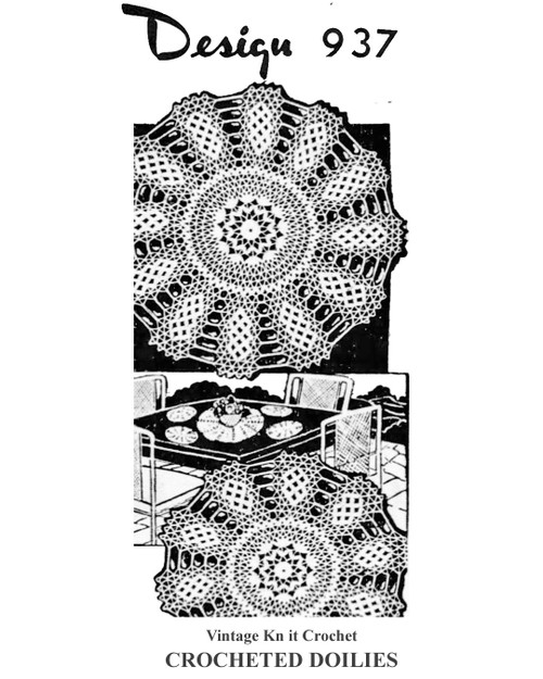 Vintage Crochet Petal Stitch Doily pattern Design 937