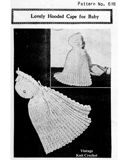 Baby Hooded Cape crochet Pattern No 618