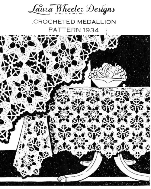 Vintage 1930s Crochet Motif for Tablecloth Design 1934.