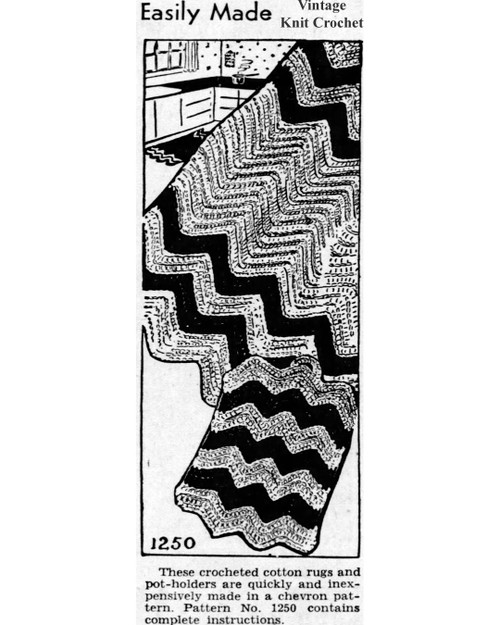 Mail Order Crochet Pattern No 1250 Chevron Rug Newspaper Advertisement