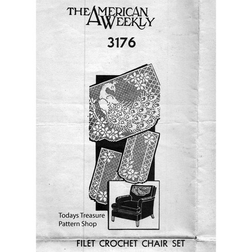 American Weekly 3176, Filet Crochet Peacock