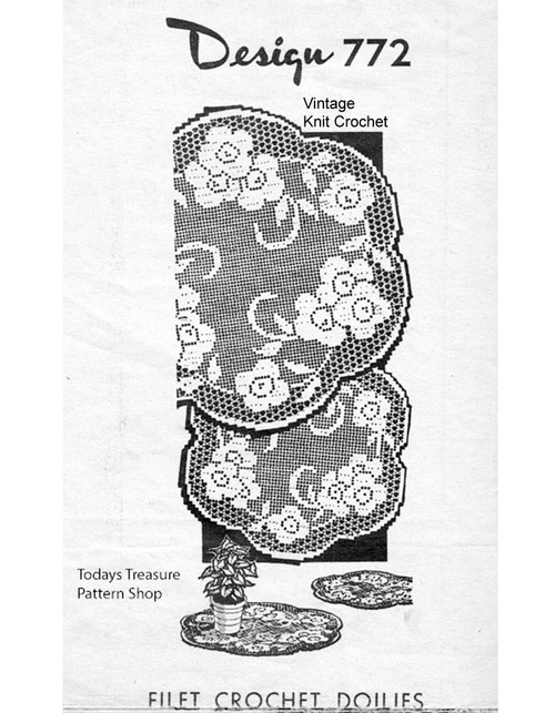 Rose Filet Crochet Doily Pattern, Mail Order 772