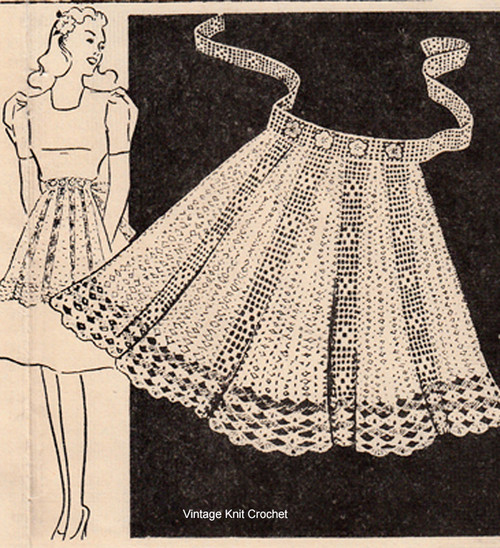 Vintage Apron Filet Crochet pattern for workbasket