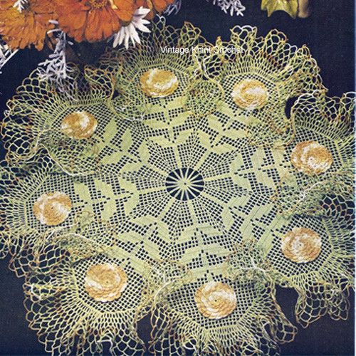 Ruffled Filet Crochet Flower Doily Pattern 