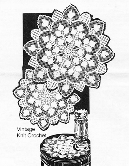 Large Filet Crocheted Doilies Pattern, Alice Brooks 7101