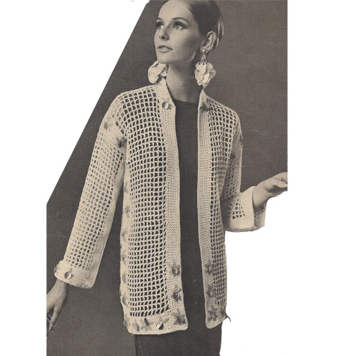 Filet Crocheted Net Jacket Pattern 