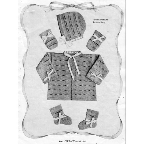 Boys Knitted Baby Layette Pattern Set 