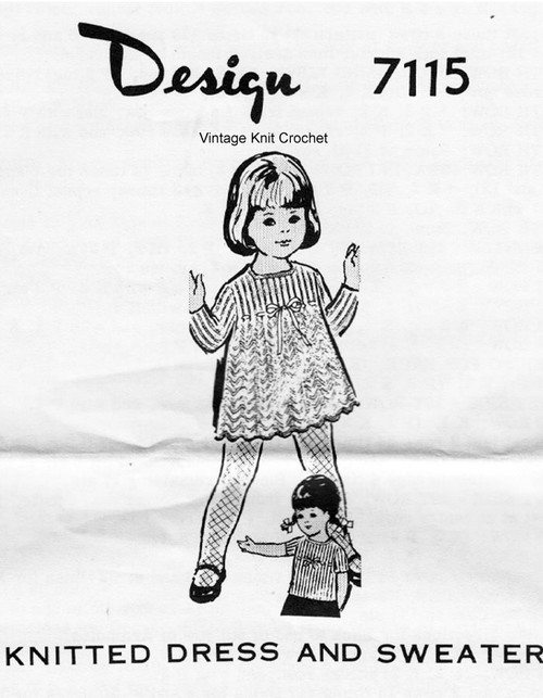 Toddler Dress Knitting Pattern, Alice Brooks 7115