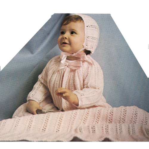 Baby Girl Knit Jacket Bonnet Blanket Pattern from Columbia Minerva