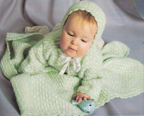 Knitting Pattern, Baby Blanket Layette Set from Columbia Minerva