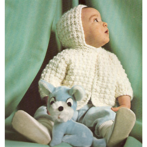 Baby Hooded Jacket Knitting Pattern from Columbia Minerva