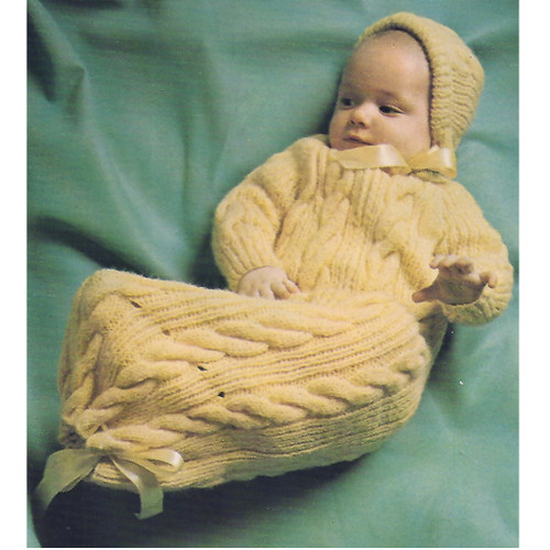 Vintage Knitted Baby Sacque in Cable Stitch 