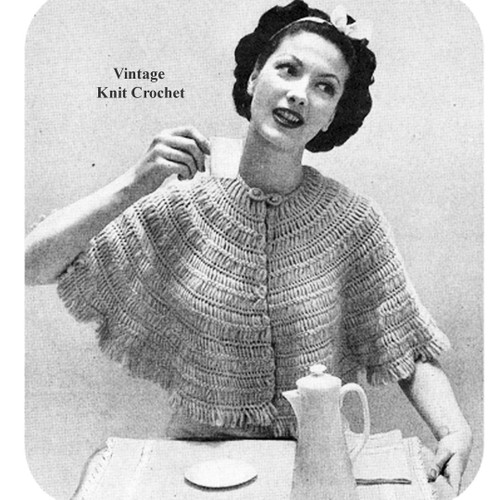 Hairpin Lace Crocheted Cape Bed Jacket Pattern