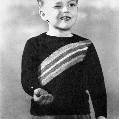 Vintaged Striped Boys Knitted Pullover Pattern 