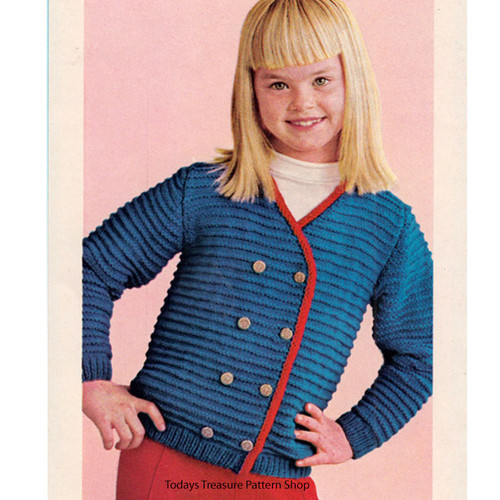 Girls Knitted Jacket Pattern, Vintage 1960s