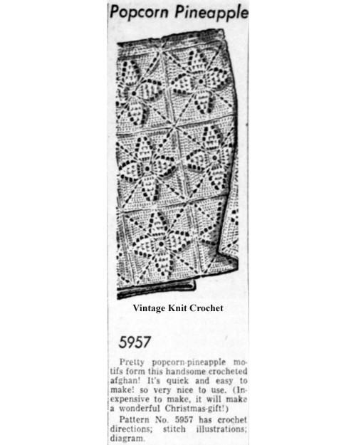 Mail Order No 5957 Crochet Popcorn Afghan Newspaper Advertisement
