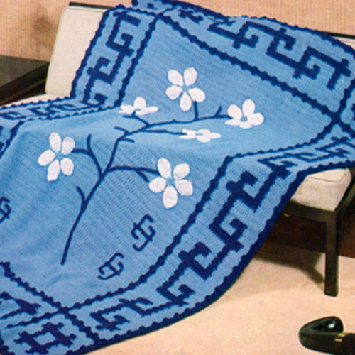 Oriental Flower Crocheted Afghan Pattern 