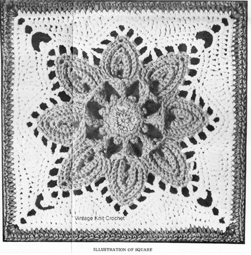 Crocheted Flower Square Pattern for Afghan Design 988