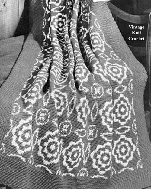 Crochet Afghan pattern with contrast motif pattern