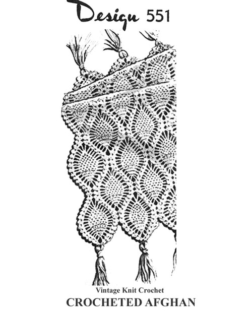 Pineapple Panel Crochet Afghan Pattern, Mail Order Design 551