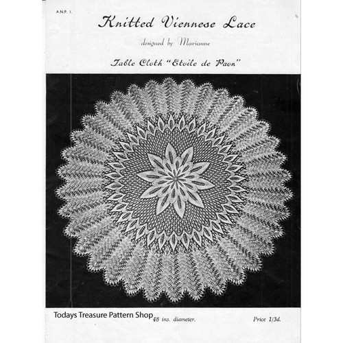 Knitted Round Cloth Doily Pattern in Viennese Lace