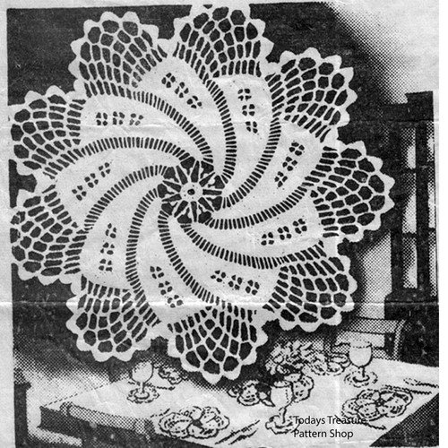 Vintage Pinwheel Crocheted Doily, Mail Order 6115