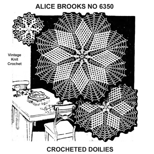 Vintage Crochet Star Doily Pattern Small Medium Large Design 6350