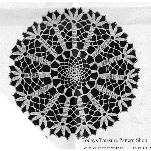 Vintage Crochet Doily Pattern, Tulip Wheel 