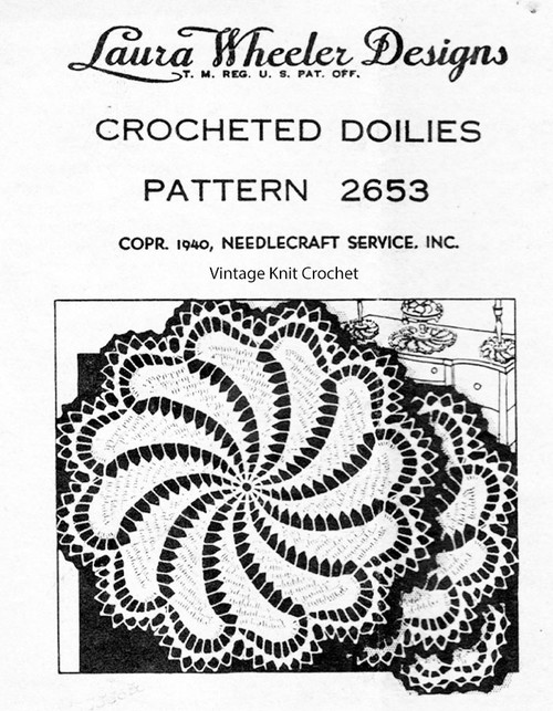Crocheted Pinwheel Doilies, Luncheon Set, Laura Wheeler 2640