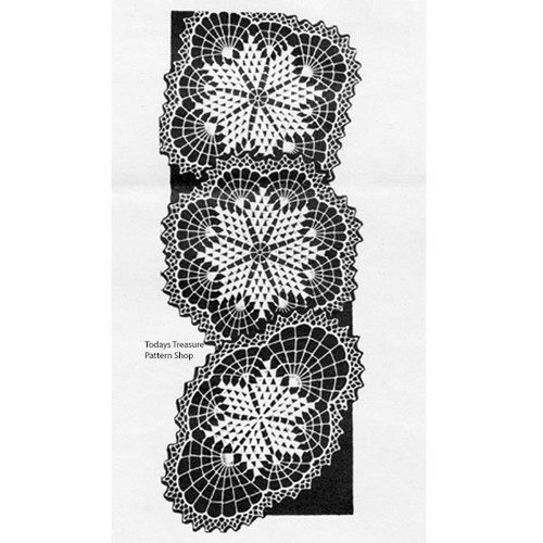 Crochet Flower Doily Pattern, Square Round Oval 