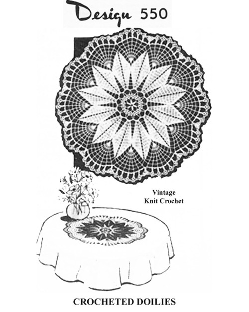 Vintage Poinsettia Crochet Doily Pattern Design 550