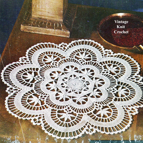 Vintage crochet Cluny Centerpiece Doily Pattern, Oily Mills Book 76