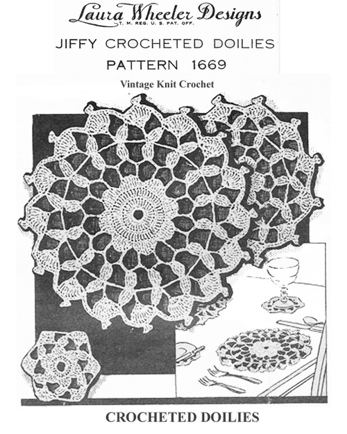 Crochet Luncheon Set Doilies pattern Laura Wheeler Design 1669