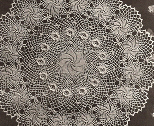 Crocheted Rose of Erin Pinwheel Doily Pattern 