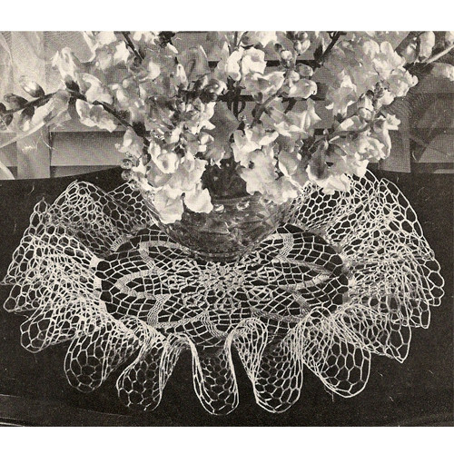 Crocheted Easter Lily Ruffled Doily pattern 