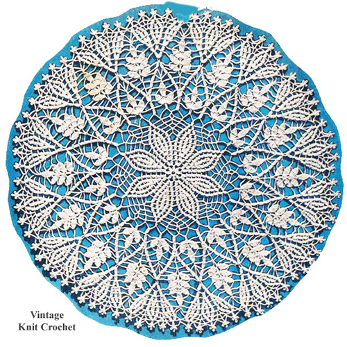 Crochet Cluster Stitch Fern Doily Pattern, Vintage Centerpiece