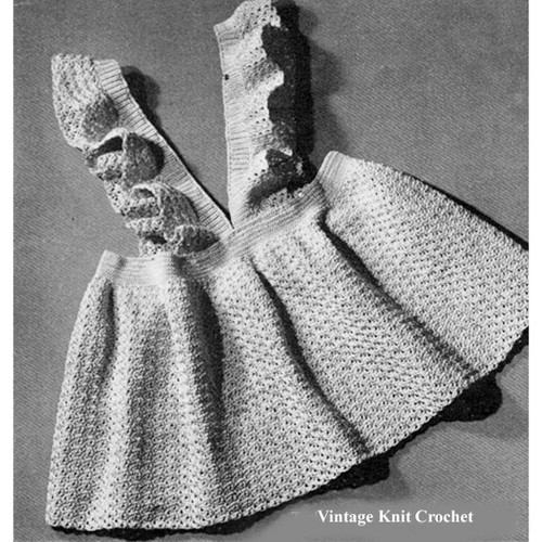Crocheted Baby Pinafore Dress Pattern, Vintage 1940s