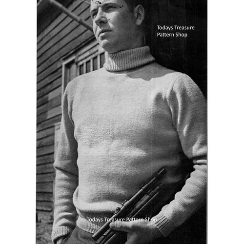 Vintage Turtleneck Sweater Knitting pattern for men