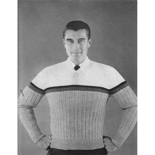 Mans Color Block Knitted Pullover Pattern 