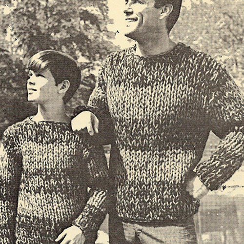 Big Needle Striped Pullovers Knitting Pattern 