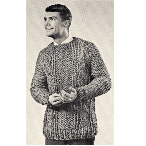 Mans Big Needle Knit Cable Pullover Pattern 