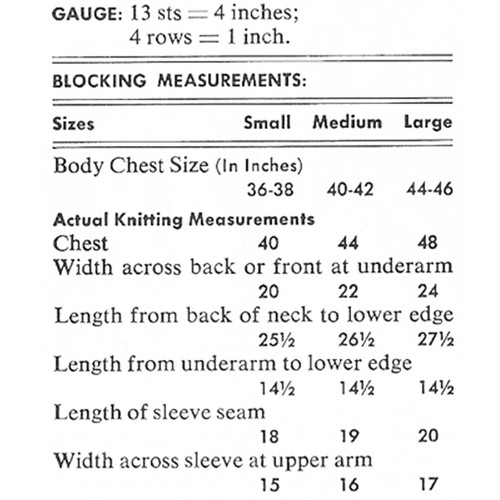 Mans pullover blocking chart