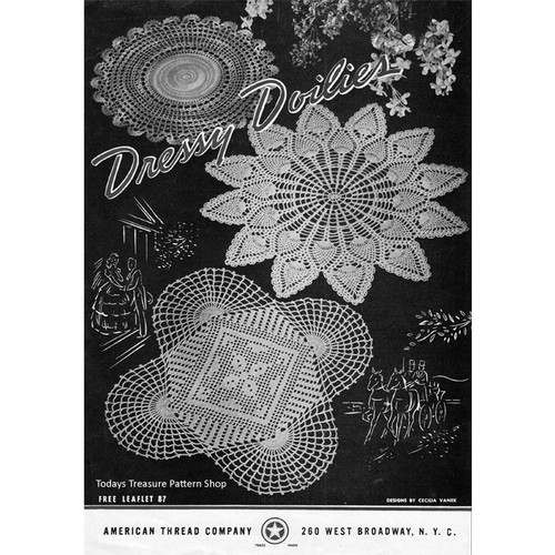 American Thread Dressy Doilies Crochet Pattern Leaflet