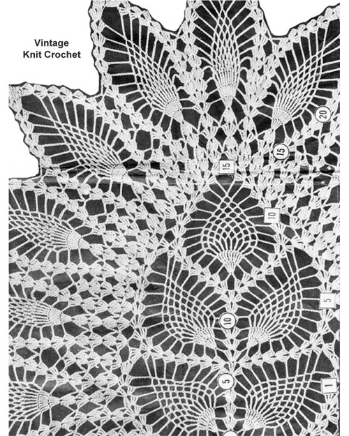 Oval Pineapple Doily Crochet Pattern Illustration, Mail Order Design 7201