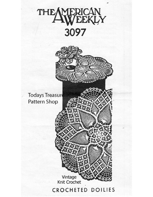 Flower Crochet Doily Pattern, Pineapple Stitch Design 3097