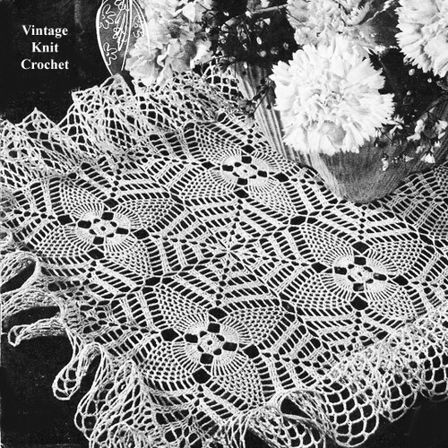 Crochet Ruffled Pineapple Doily Pattern, Square