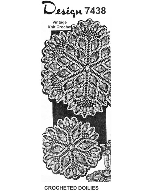 Large Pineapple Picot Crocheted Doilies Pattern Design 7438