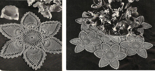 Crocheted Pineapple Centerpiece Doily pattern, Vintage 1940s