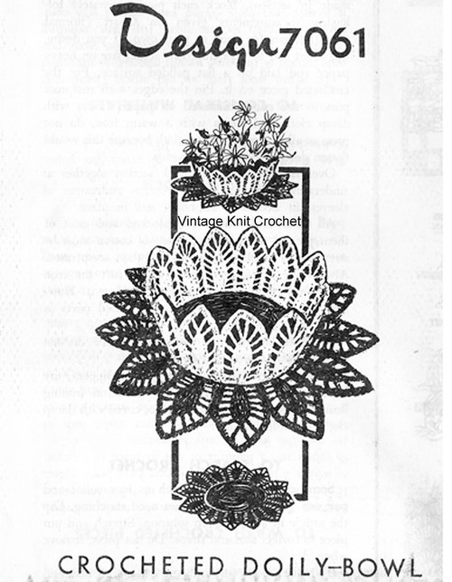 Crochet Bowl Pattern, Pineapple, Mail Order Design 7061